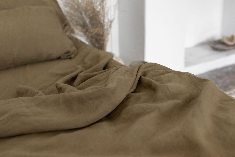 French Linen Flat Sheet - Olive (Limited Edition)
