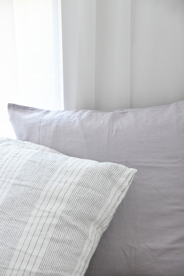 French Linen Euro Pillowcase Set - Lilac