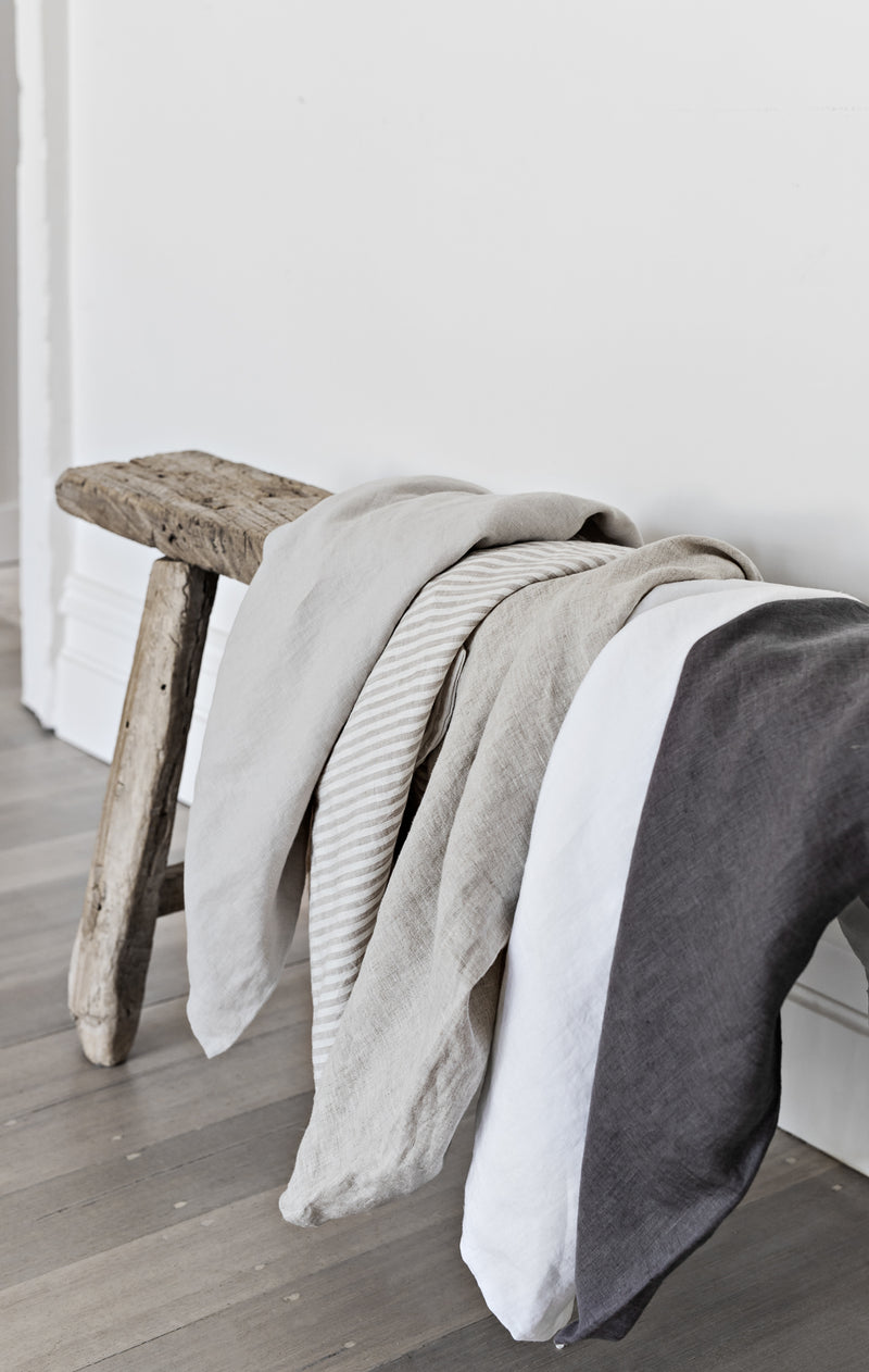 French Linen Standard Pillowcase Set - Charcoal