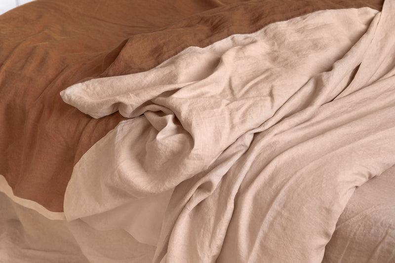 French Linen Reversible Quilt Cover - Rust/ Peach (Limited Edition)