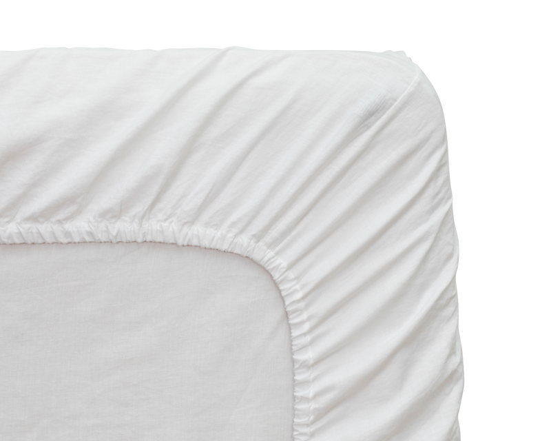 French Linen Cot Fitted Sheet - White