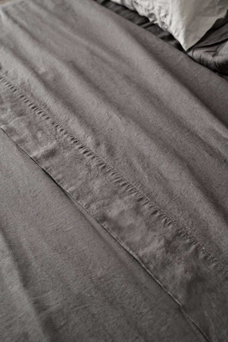 French Linen Flat Sheet - Charcoal