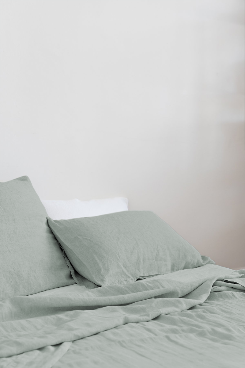 French Linen Standard Pillowcase Set - Sage