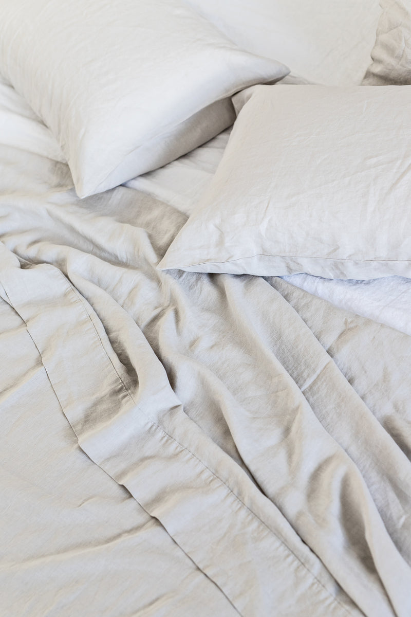 French Linen Standard Pillowcase Set - Grey